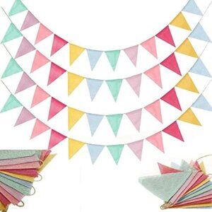 48Pcs Triangle Flags Pendant Banners Imitated Burlap Multicolor Fabric Triangle